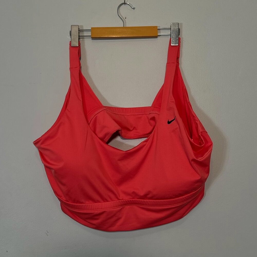 New With Tags Nike Sport Bra Swim Top Coral Pink Padded Adjustable 3X Essentials